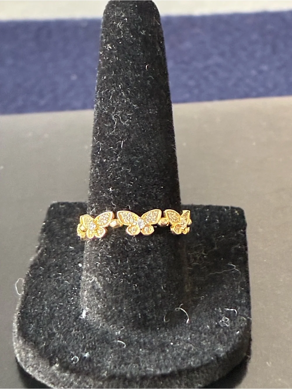Sterling Silver 925 Infinity butterfly Gold Tone Ring Sz 7
